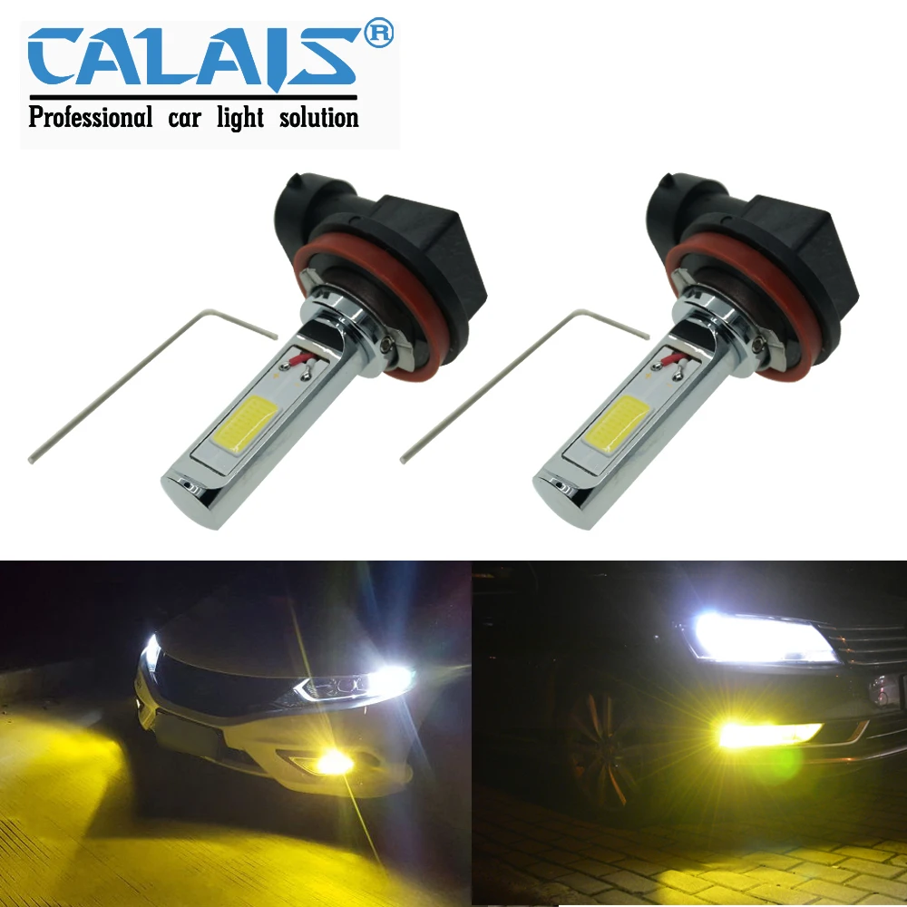 2PCS High Power H11 LED Fog Light Bulb Yellow White 2000 Lumens 3000K