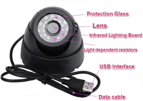 

Night Vision USB Motion Detection Home Security DVR Dome Camera with TF Card Support Loop Recording