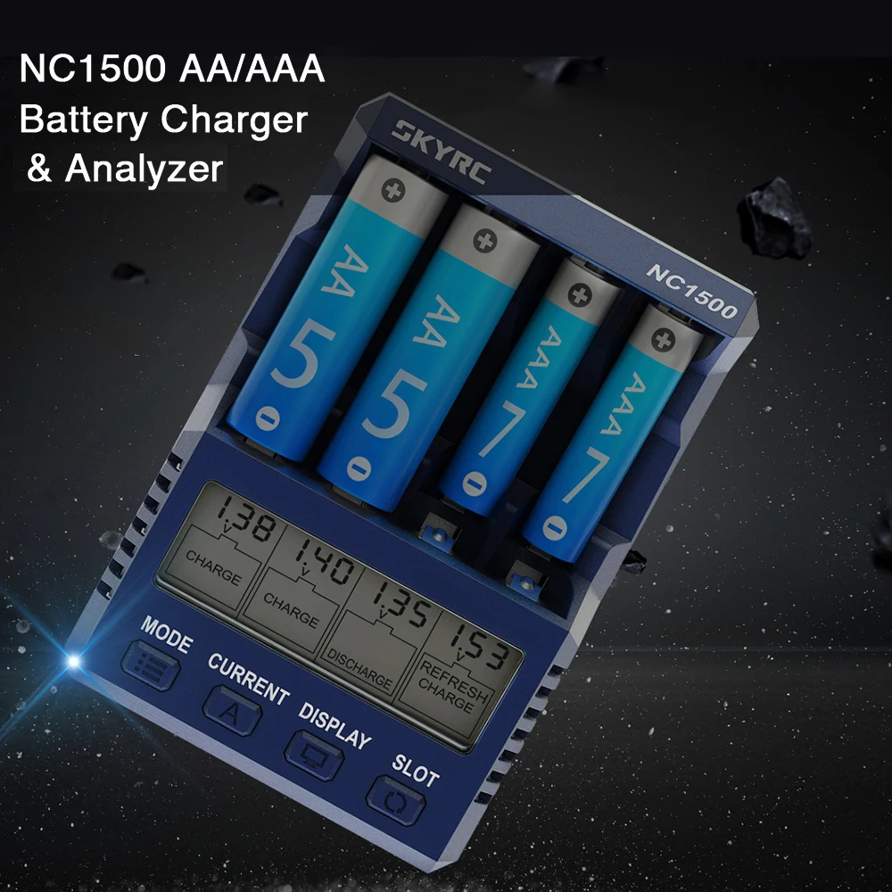 SKYRC NC1500 4 слота Смарт зарядное устройство и анализатор для AA/AAA Ni MH батареи|Детали
