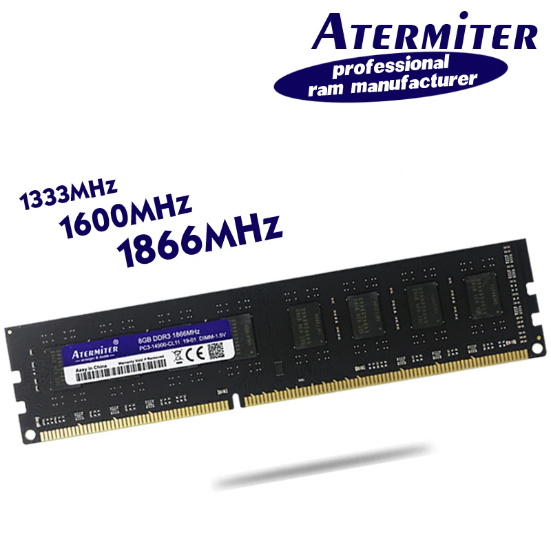 Atermiter DDR3 2G B 4 ГБ 8 ГБ PC3 1333 1600 1333 МГц 1600 10600 12800 2G 4G 8G Оперативная память ПК памяти Оперативная память Memoria модуль настольных компьютеров