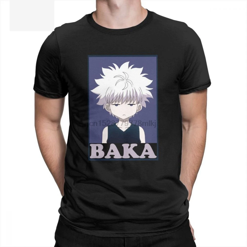 

Hunter X Hunter T Shirts Killua Zoldyck Baka Classic Comic O-Neck Short Sleeves Classic Fit Pure Cotton T-Shirts Softer Tees