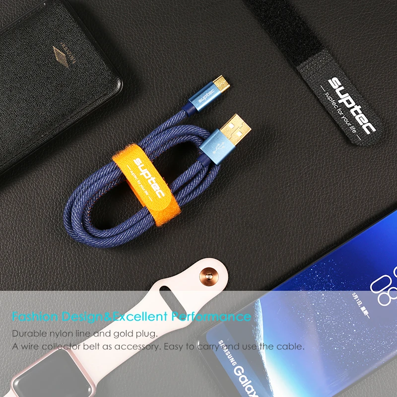 SUPTEC джинсовый Плетеный usb type-C кабель зарядное устройство шнур для samsung Galaxy S9 S8 Note 8 Plus r Xiaomi Oneplus 6 usb type-C кабель