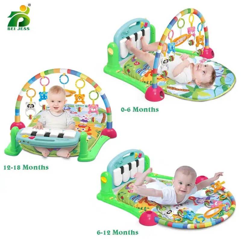  BEI JESS Baby 3 in 1 Gym Play Mat Puzzle Educational Crawl Carpet Piano Keyboard Projection Rattle 