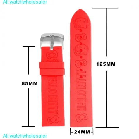 24mm Red Funny Cartoon Silicone Jelly Rubber Lady Watch Band Straps WB1085M24JB