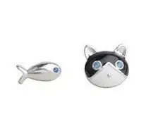 

Free shipping bestselling fashion little fish & cat animal 925 sterling silver ladies`stud earrings jewelry promotion gift