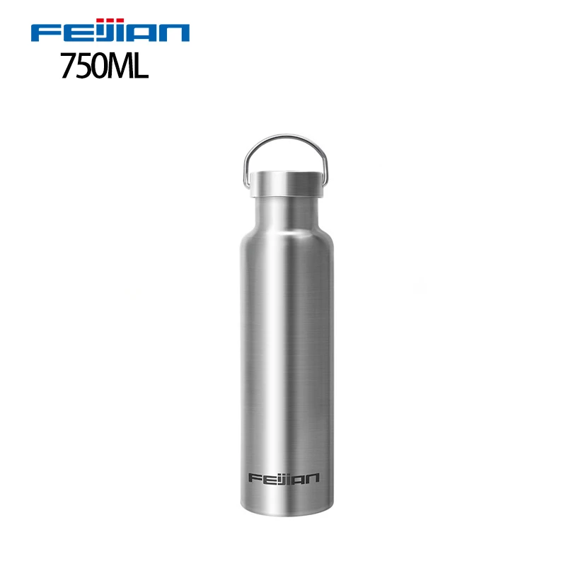 Feijian Sports Thermos bottle Stainless Steel Insulated Outdoor Drinking Water Bottle Vacuum flask travel kettle shaker - Цвет: 750ml  sliver