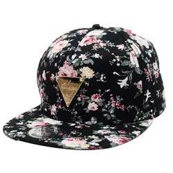Цветы Snapback Hat, хип-хоп плоским щиты Бейсбол Кепки Регулируемый Размеры черный для маленьких детей