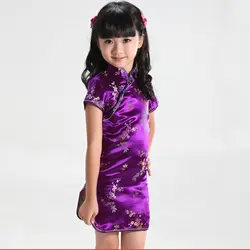 Милые летние платья с цветочным рисунком для маленьких девочек, Qipao детское платье в китайском стиле, чонсам, новогодний подарок, детская