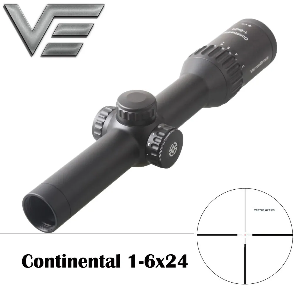 

Vector Optics Continental HD 1-6x24 Hunting Scope Riflescope 1/2 MOA Center Dot Illuminated w/ German Optics System #4 Reticle