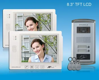 

ZHUDELE New white 8.3" white video door phone ,ID card unlocked ,nightvision,CCD camera ,top quality home security intercom