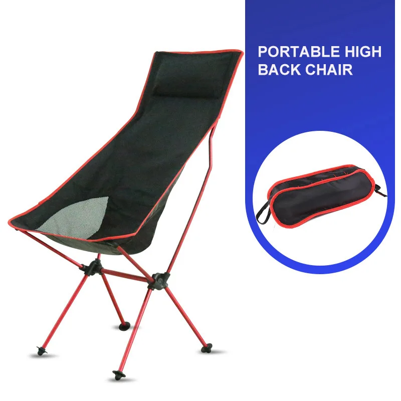 Ultra-Light Outdoor Folding High Back Chair High Load Aluminum Alloy Chair Camping Portable Beach H