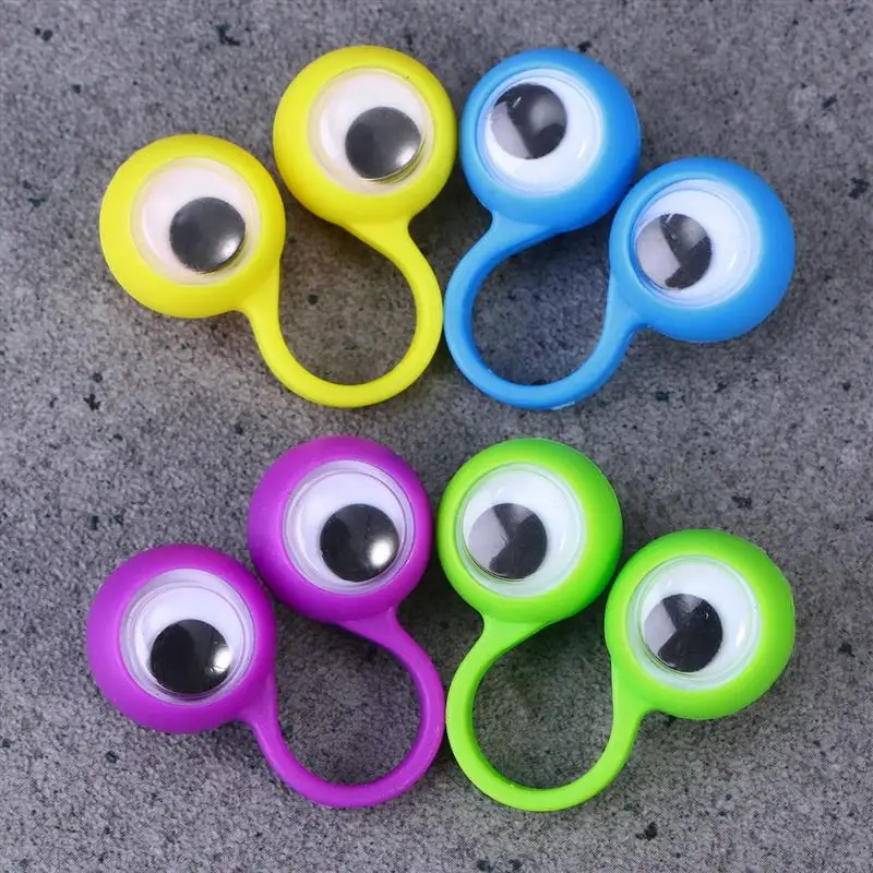 10 шт милые пальчиковые игрушки Обучающие умные игрушки большие глаза пальцевое кольцо куклы забавная игра, игрушка для детей подарок(случайный цвет