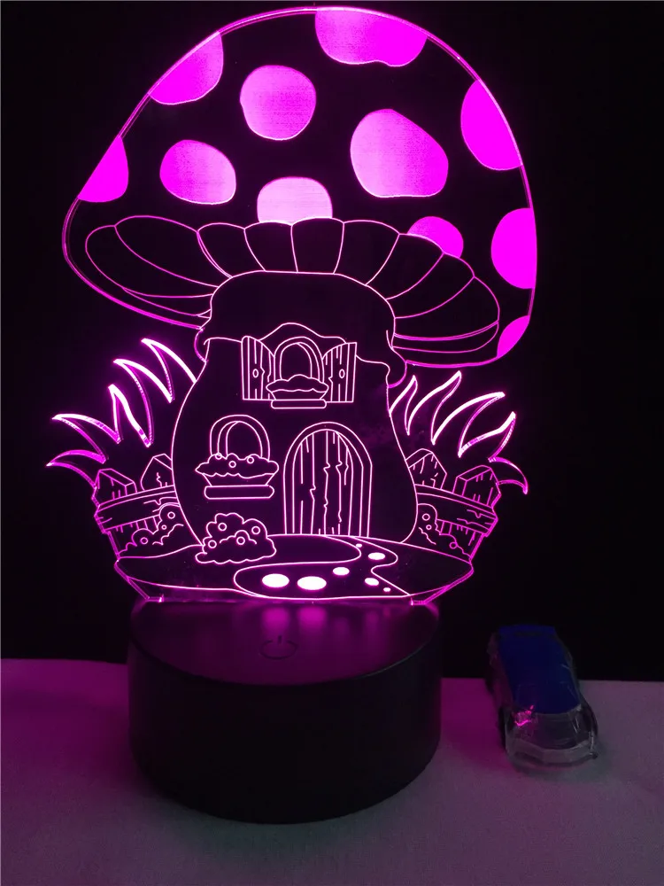 

Cute Mushroom House plants Shaped 3D Lamplight LED USB Mood Night Light Multicolor Touch or Remote Multicolor BedroomTable Lamp