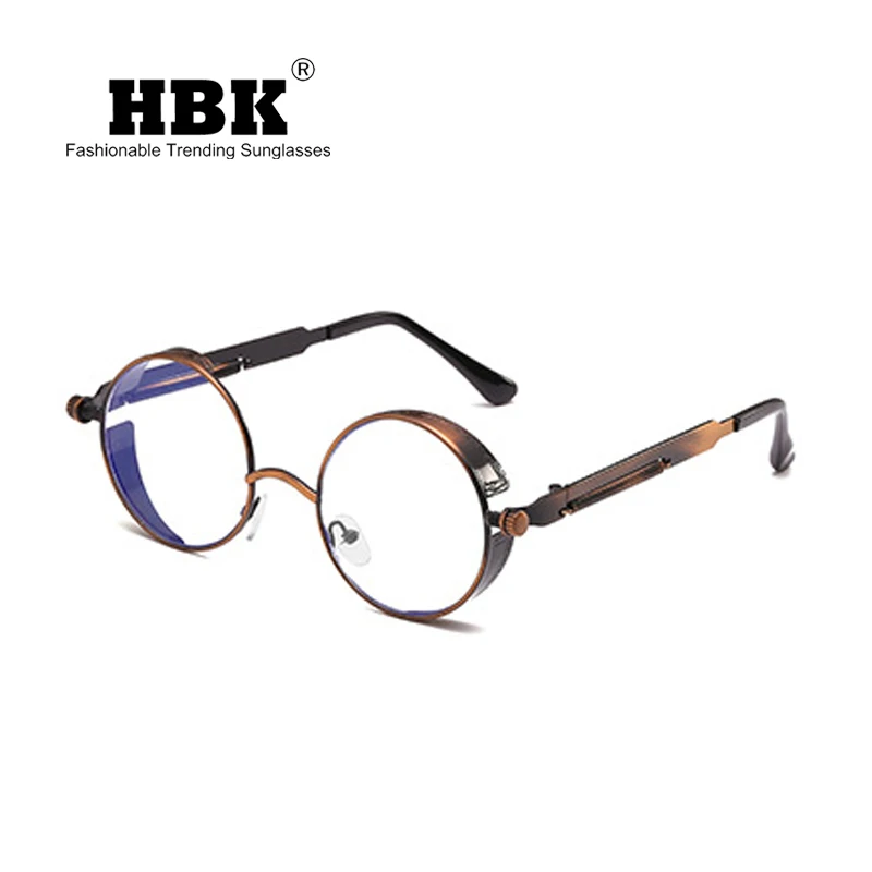 HBK 2019 Retro Round computer Steampunk Glasses Men Women Classical