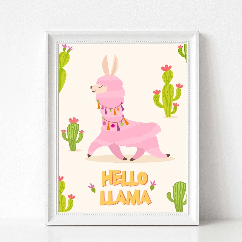 hello llama print kids room decor