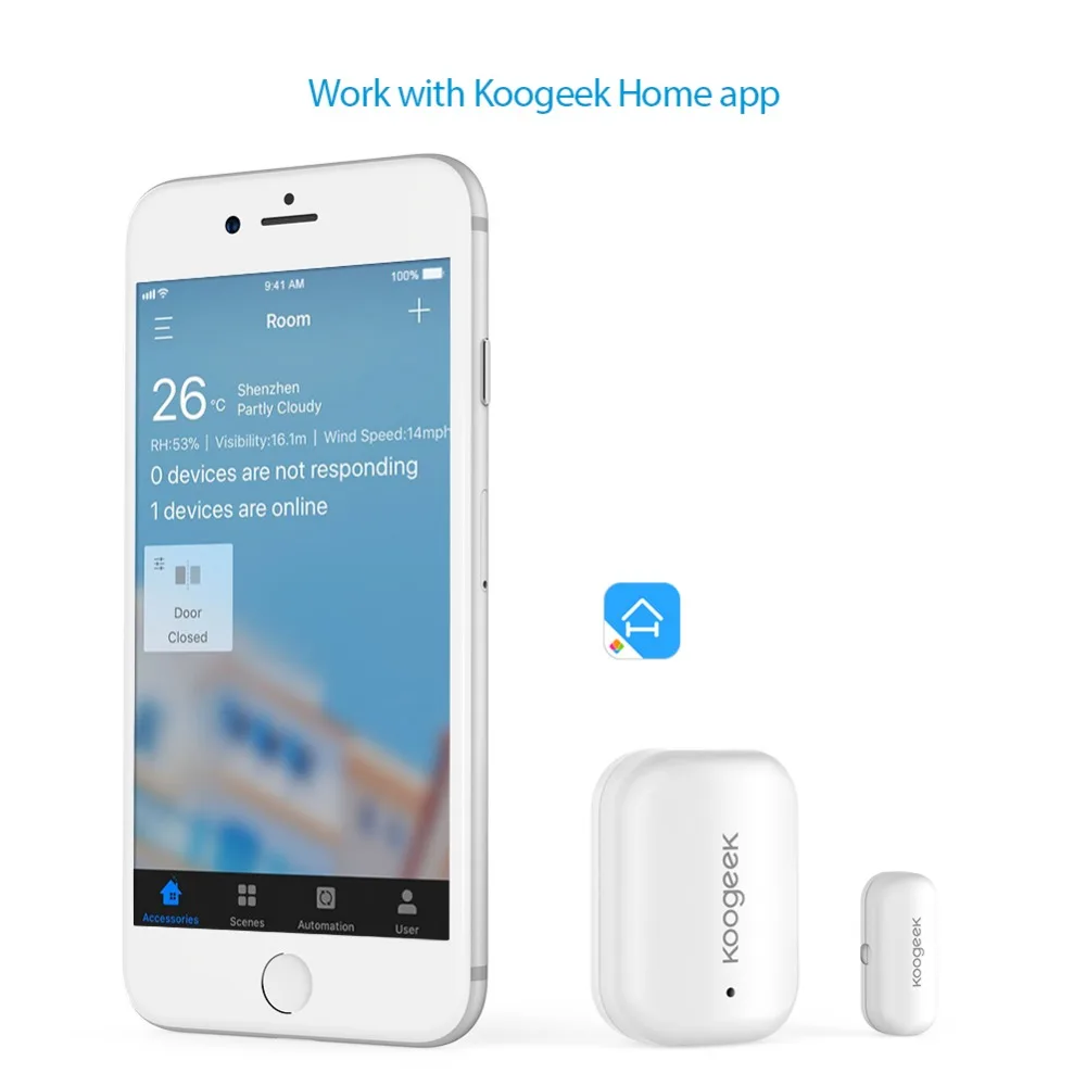 Koogeek DW1 датчик окна двери работает с Apple HomeKit беспроводной двери окна магнит датчик детектор для системы домашней автоматизации