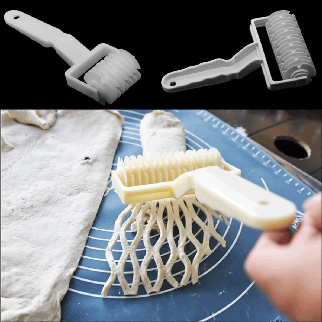 Large Size Plastic Pizza Cracker Slices Cakes Baking Tools Dough Roller Lattice Cutting Tools