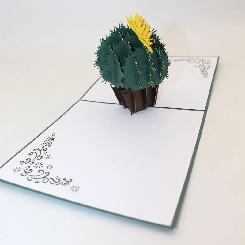  3D Laser Cut Handmade Plant Flowering Cactus Birthday Party Paper Invitation Greeting Cards Postcar - 33016243640