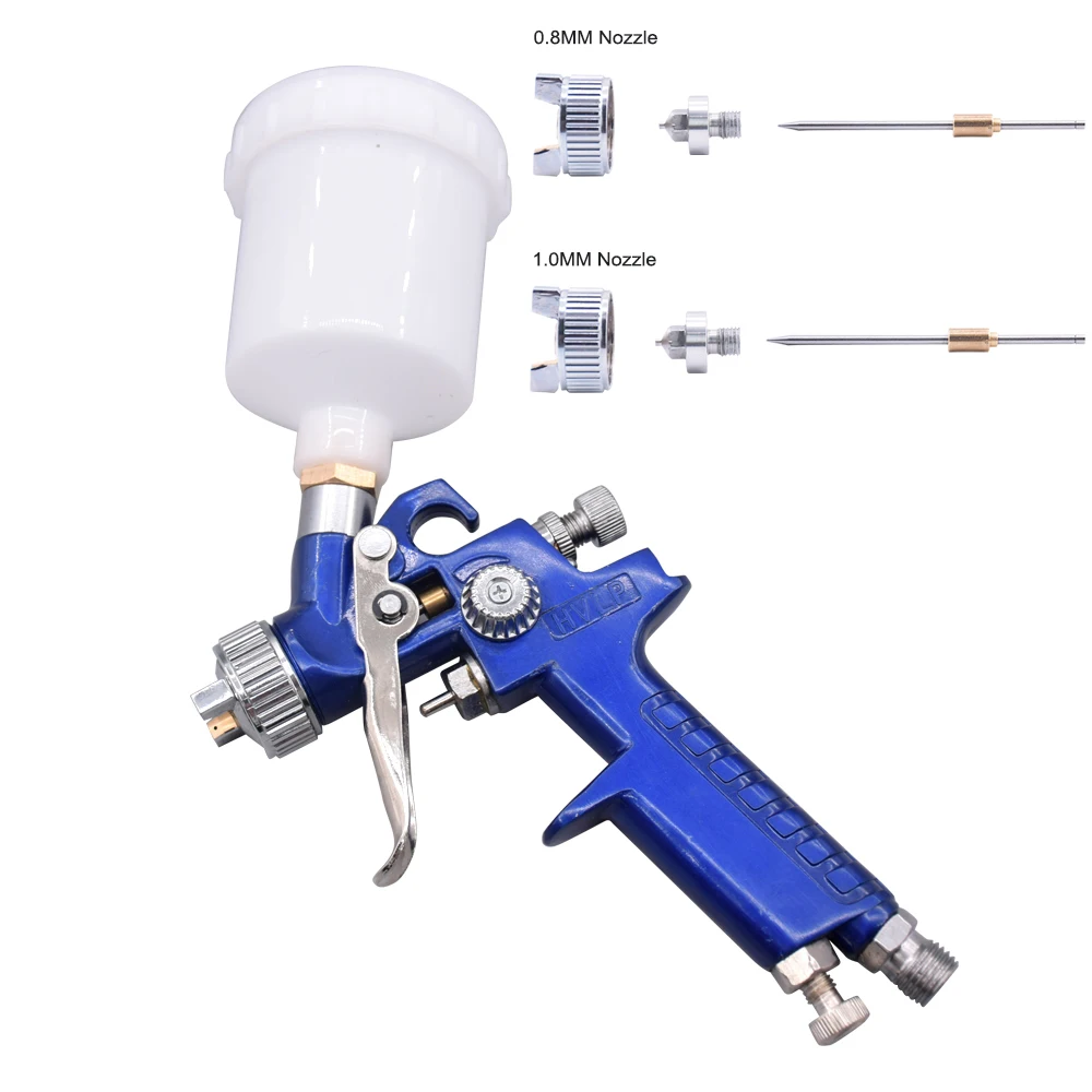 

H-2000 HVLP Spray Gun 0.8mm 1.0mm Set Steel Nozzle Cars Painting Furnitures DIY Painting Kit Car Auto Repair Tool