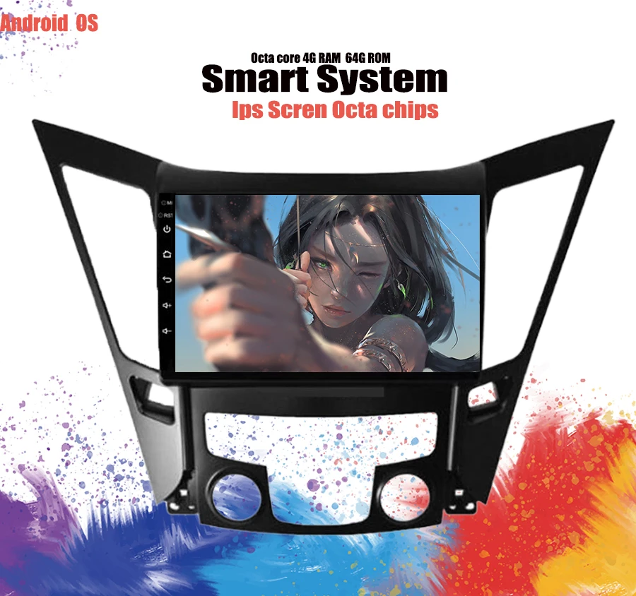 

4+64GB Car Multimedia Player Radio For 2011 2012 2013 2014 2015 HYUNDAI Sonata i40 i45 2din Android 9.1 9 Inch GPS Head Unit