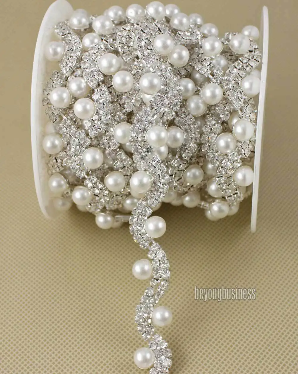 1 quintal Limpo Strass Cristal Branco Pérola Guarnição Vestido De Noiva De Costura DIY Craft R2011S