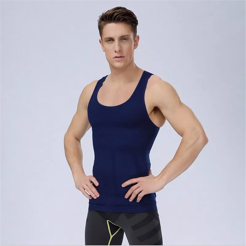 Для Мужчин Body Shaper тела Homme гинекомастия Для мужчин корсет компрессионная футболка, майка с эффектом похудения для Вес потери Корректирующее белье для Для мужчин - Цвет: 084 blue