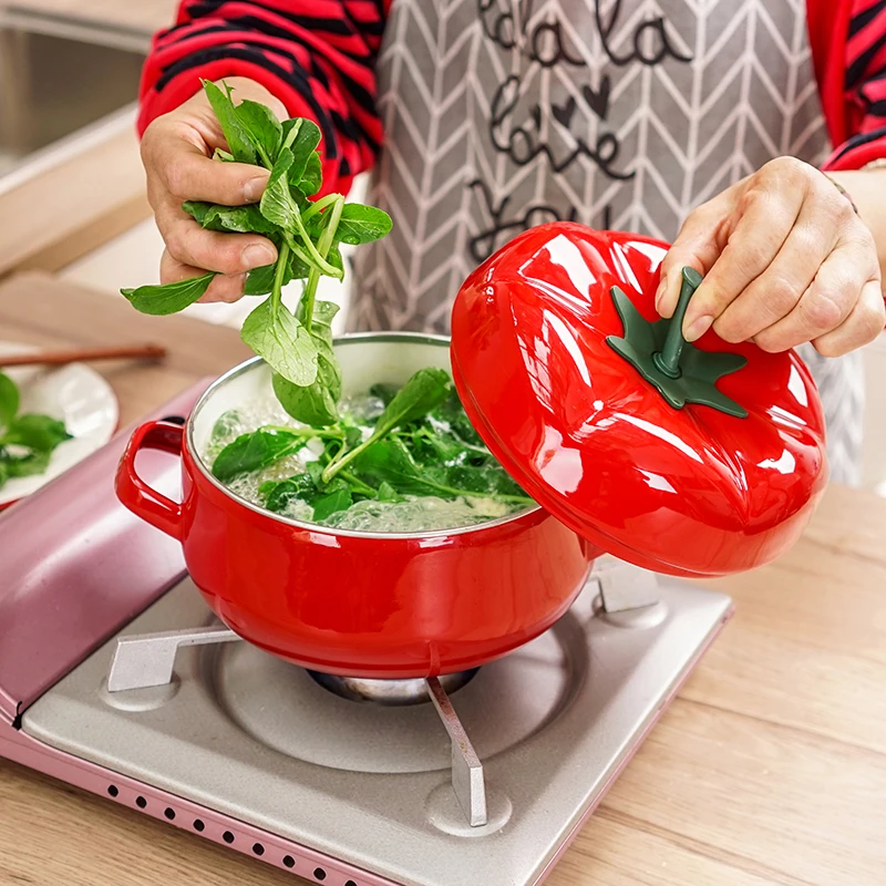 

Super of Tomatoes, Tomato Thickening Enamel Port Tomato Milk Pot Soup Pot Enamel Baby Food Supplement Exports of Creative Gifts