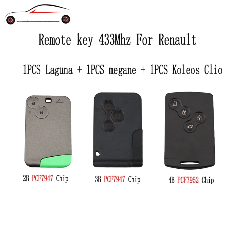 

GORBIN 3pcs/lot Smart Remote Key 3BT For Renault megane card key 2BT For Renault Laguna 4BT For Renault Koleos Clio Original key