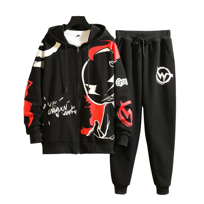 

Hip Hop Men Hoodies Sweatshirts+Sweatpants print Jogger Suit Men Set Men's Fashion Tracksuit Casual Sportsuit Hoodies+Pants Sets