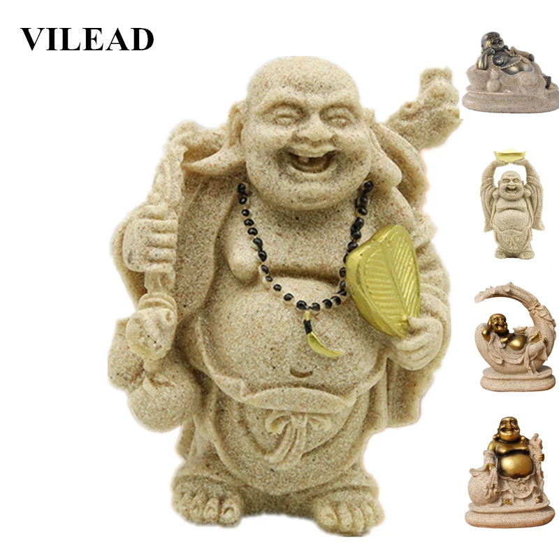 

VILEAD 5 Style Nature Sandstone Maitreya Buddha Statues Religious Figurines Statuettes Home Living Room Decoration Accessories