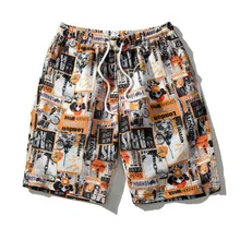 Быстросохнущие новые летние повседневные пляжные шорты мужские большие размеры цветочный принт досуг эластичный пояс шорты со шнурком мужские бриджи K11112