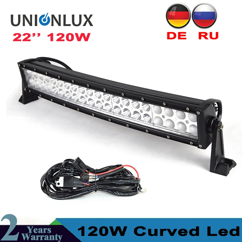 22 Inch 120W Combo Curved Led Light Bars Spot Flood Beam for Work Driving Offroad Boat Car Tractor Truck 4x4 SUV ATV 12V 24V | Автомобили