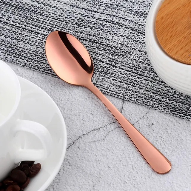 Colorful Mini Teaspoon Luxury 18/10 Stainless Steel Rose Gold Tea Spoon Small Silver Scoop Mirror Tablespoon Tableware For Party rose gold