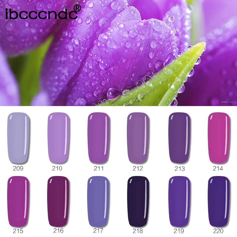 

IBCCCNDC 10ml Nail Polish Lacquer Varnish UV LED Lamp Drying Long Lasting Semi Pernament Gel Nail LED UV Gel Dark Purple Series