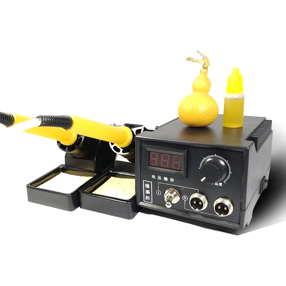 60W Soldering Irons Wood Burning Set AC 220V 110V Digital Display Crafts Pyrography Pen Machine Kit EU US Plug Soldering Tools