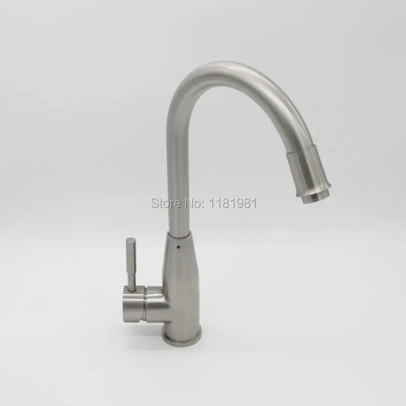 

304 Stainless Steel Brushed Nickel Hot Cold Water Kitchen Sink Faucet Mixer Tap 805-07