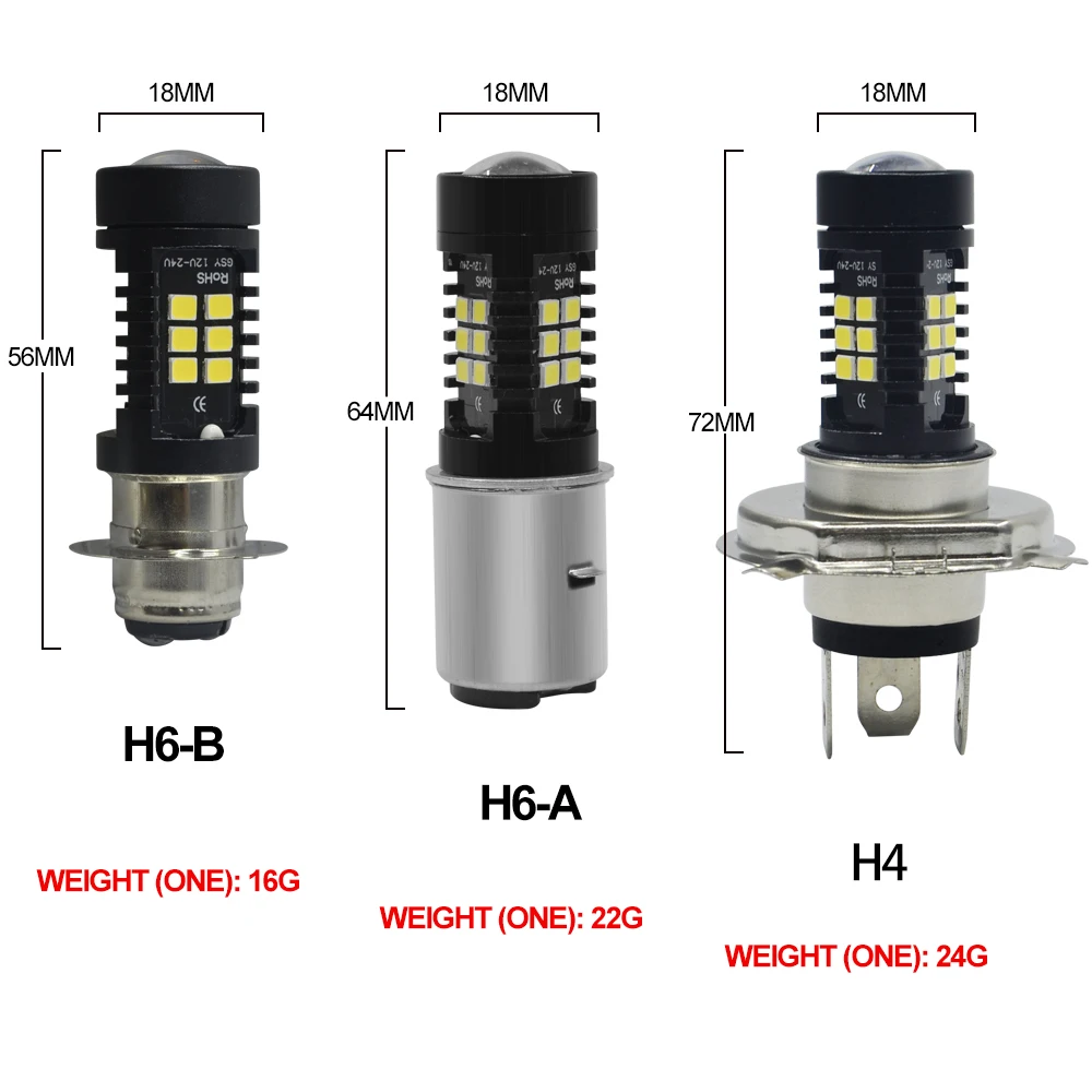 2 шт. H4 H6 светодиодный фонарь мощный налобный лампы 12V 21SMD 2835 21 Вт яркий белый