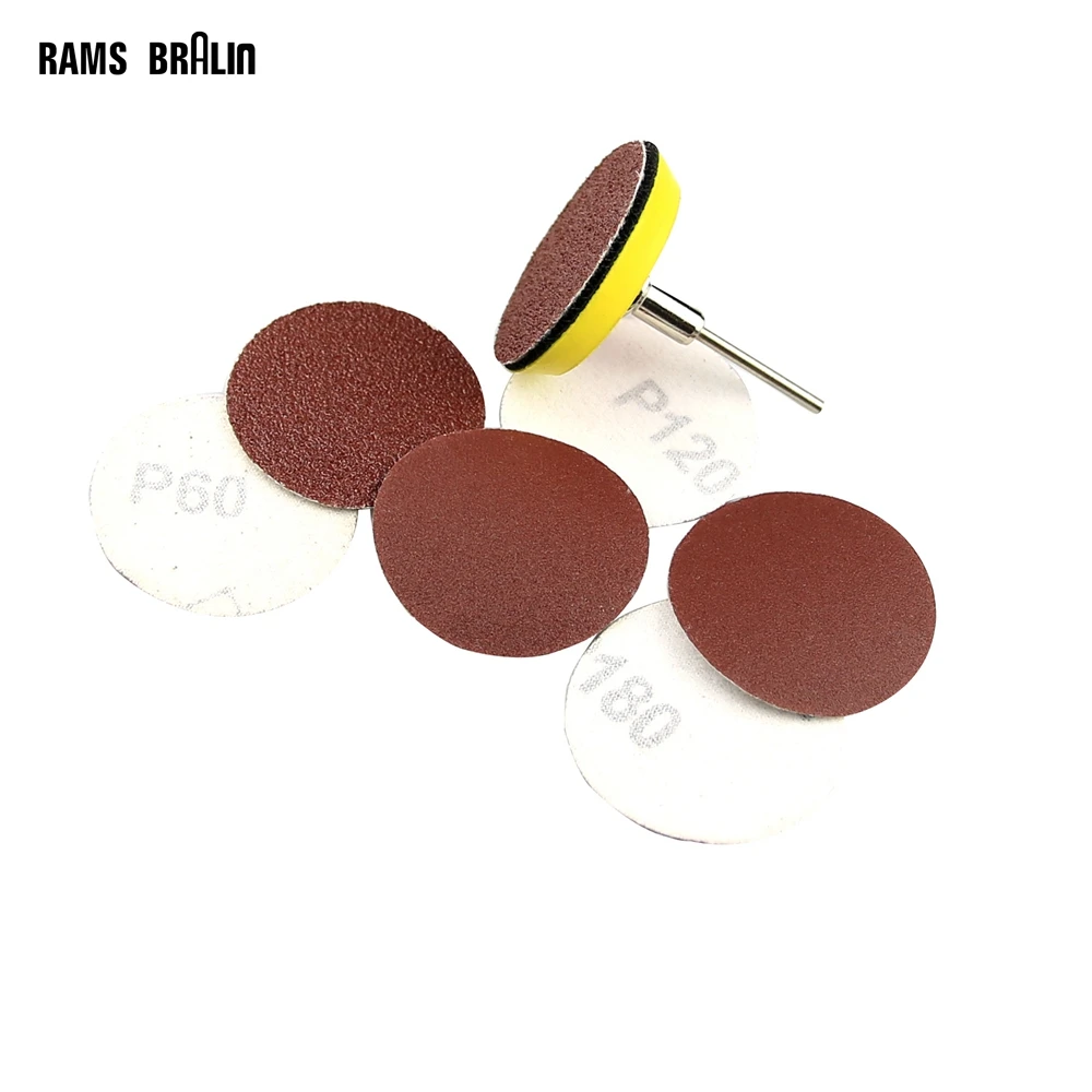 

60 pieces 2" A/O Wet Sanding Disc P80 P120 P180 + 1 piece 3mm Shaft Holder for Dremel Drill Power Tool