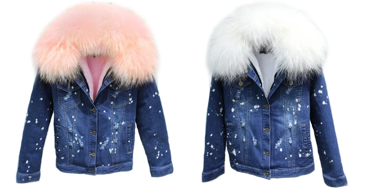 NewBang/брендовая джинсовая Женская Роскошная куртка с капюшоном и большим воротником из меха енота; теплая меховая теплая парка; зимняя куртка для женщин