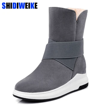 

women winter shoes women's Mid-Calf boots the new Beige Gray Black fashion casual fashion flat warm woman snow boots n287