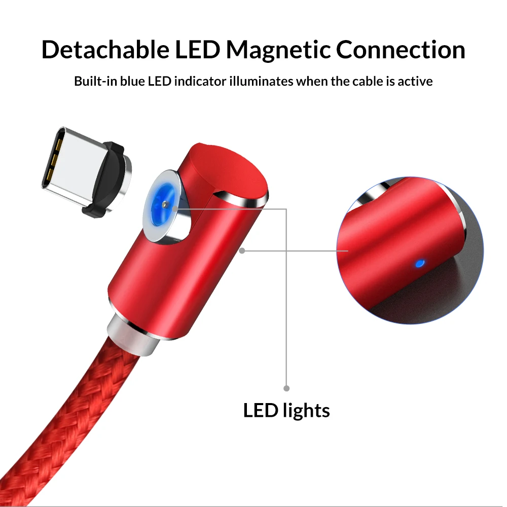 TOPK Магнитный usb-кабель l-типа для iPhone, зарядное устройство Micro USB type C для samsung Galaxy S9 S8 Plus Note Usb C, зарядный кабель