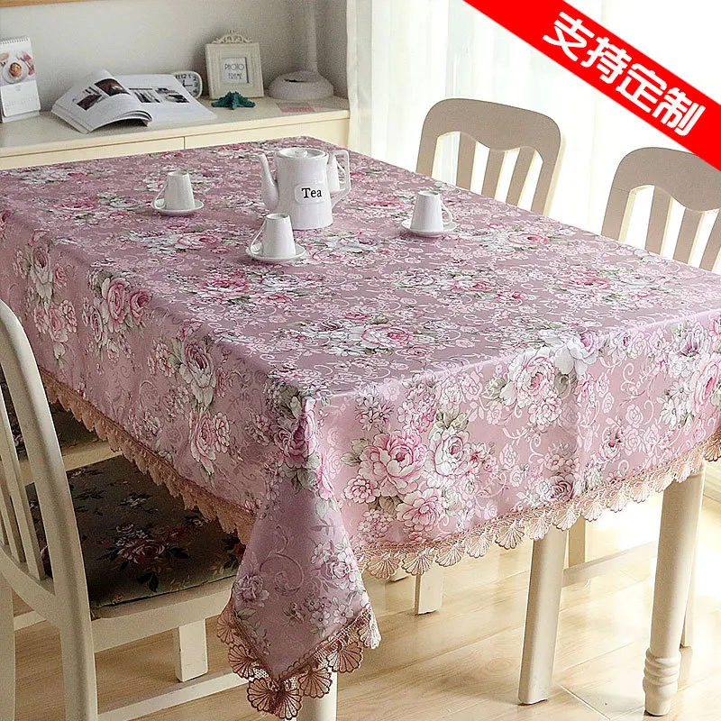 High Quality Polyester Tablecloths Art Luxury Cloth Printed Rose Flower