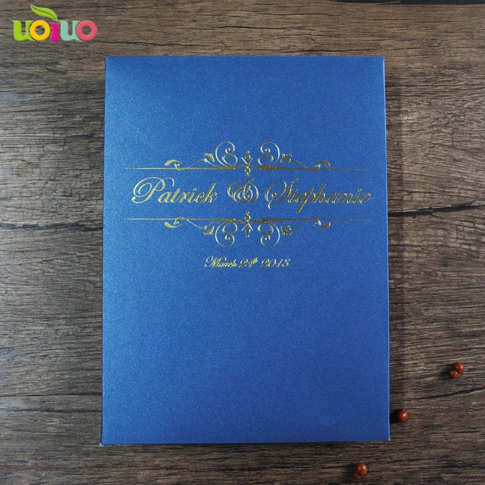  Royal Navy blue wedding invitation card box with customize printing clear acrylic invitations model - 32915136176