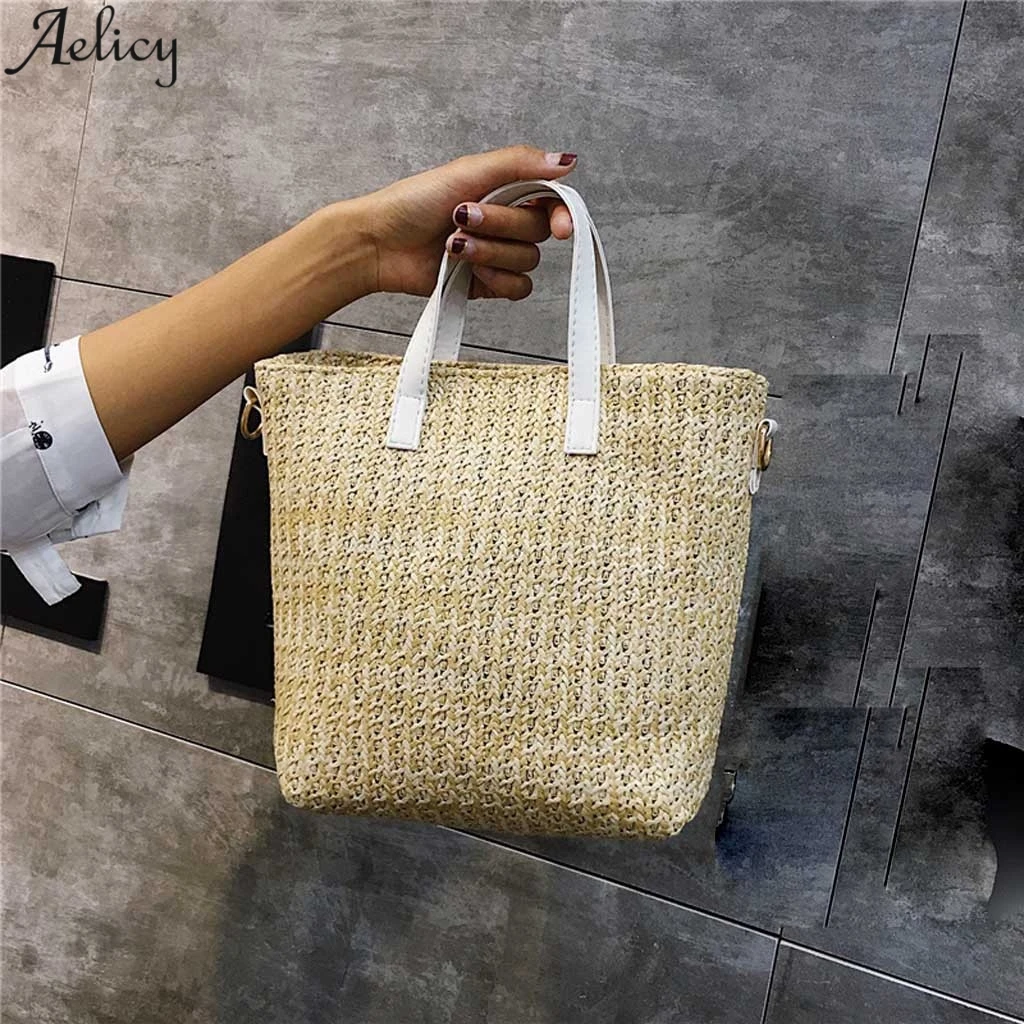 Aelicy Женская модная однотонная соломенная мессенджер сумка дамская