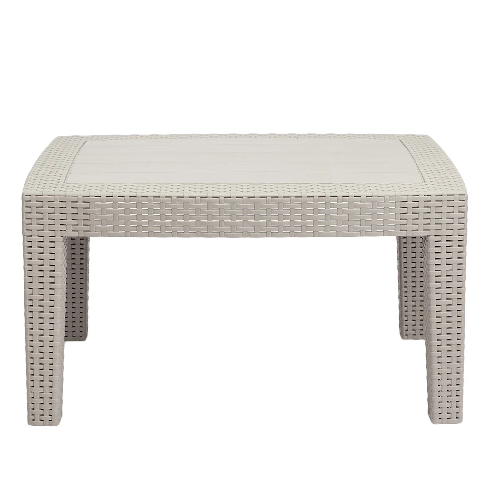 

Outdoor Rectangular Coffee Table Weather Resistant Patio Garden Balcony Lounge Coffee Table Urban Design Gray White - US Stock