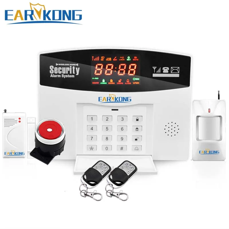 

English /Russian /Spanish Voice GSM Alarm System Wireless 433MHz, Built-in Relay Support Extra Device Control, Smoke Fire Alarm