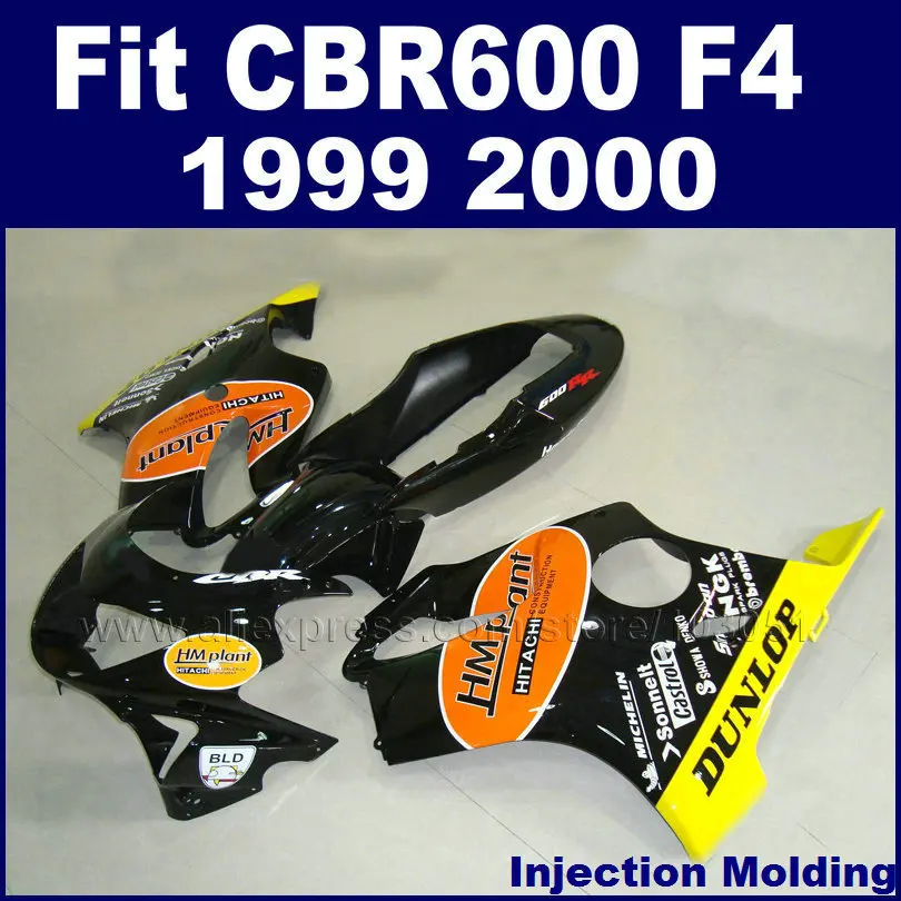 

Motorcycle injection molding fairing kits for HONDA 1999 2000 CBR600F4 CBR600 F4 CBR 99 00 600 F4 black orange fairngs set