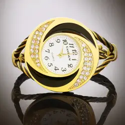 Новинка 2019 года модные женские туфли часы Красный Циферблат Роскошные Лидирующий бренд золотые наручные часы Diamond кварцевые наручные часы