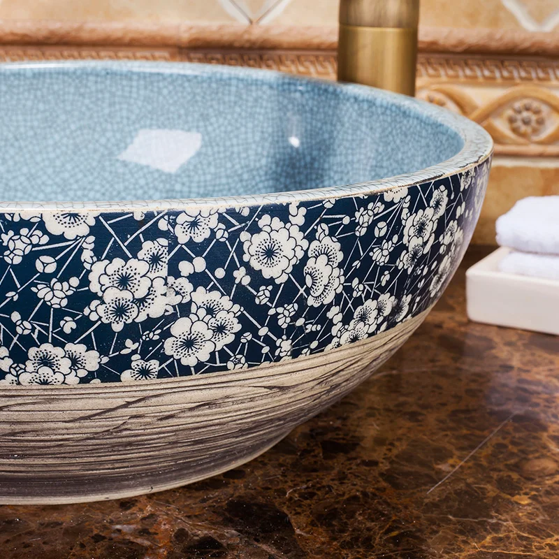 Europe style China Handmade Lavabo Washbasin Artistic Bathroom Sink countertop porcelain bathroom sinks (4)