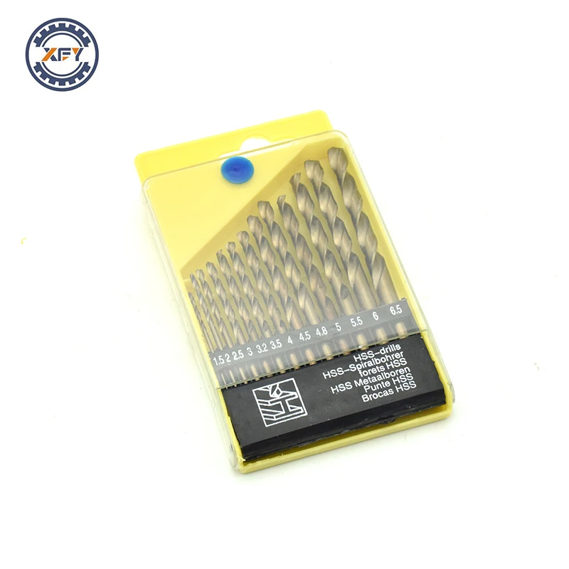 Xinfeiyang 5Set/65Pcs High Speed Steel Cobaltiferous Twist Drill Bit Wood Metal Drilling Quality 1.5-6.5mm Iron Box | Инструменты
